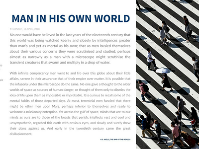Man in his own world layout magazine print