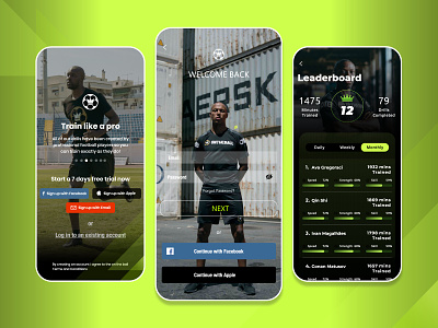 Footbal Training App mobile app design ui design ux design