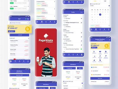 Pagarkhata App mobile app design pagarkhata payroll salary ui design ux design