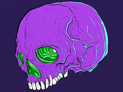 Sinus Pressure artwork digital painting green illustration purple skull