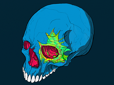 Migraine artwork digital illustration skull