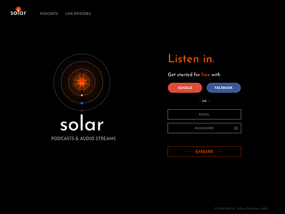 Solar Streaming - DailyUI - 001 dailyui design landing page login page logo logo design planets signup ui ux design