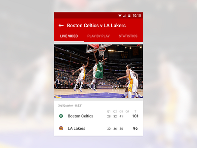 Basketball android app concept material design ui ux