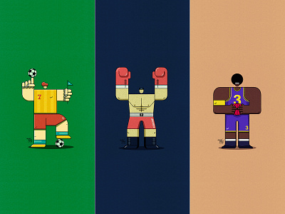Characters - Sports adobe illustrator artists character animation characters clean design flat design football funny characters illustration procreate soccer sports ui colors