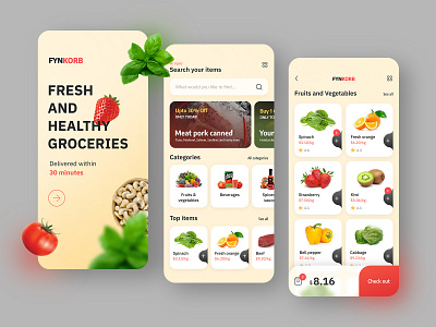 Grocery shopping app UI