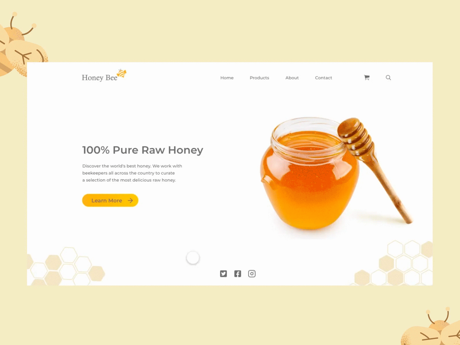 The Honey Shop adobexd animation beekeeper beekeeping branding dailyui design ecommerce honey honeybee interface landingpage microinteraction minimal product page ui uidesign uxdesign webdesign website concept