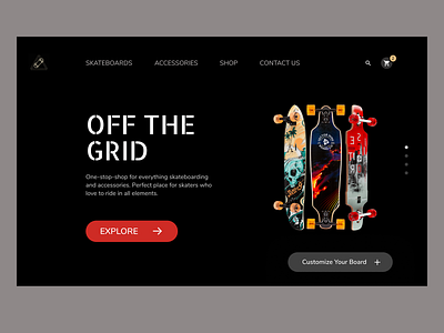 Skateboards Web Design Concept adobexd branding concept dailyui design ecommerce home page interface landing page design minimal skateboards ui uidesign uidesigner uiux uxdesign web webdesign