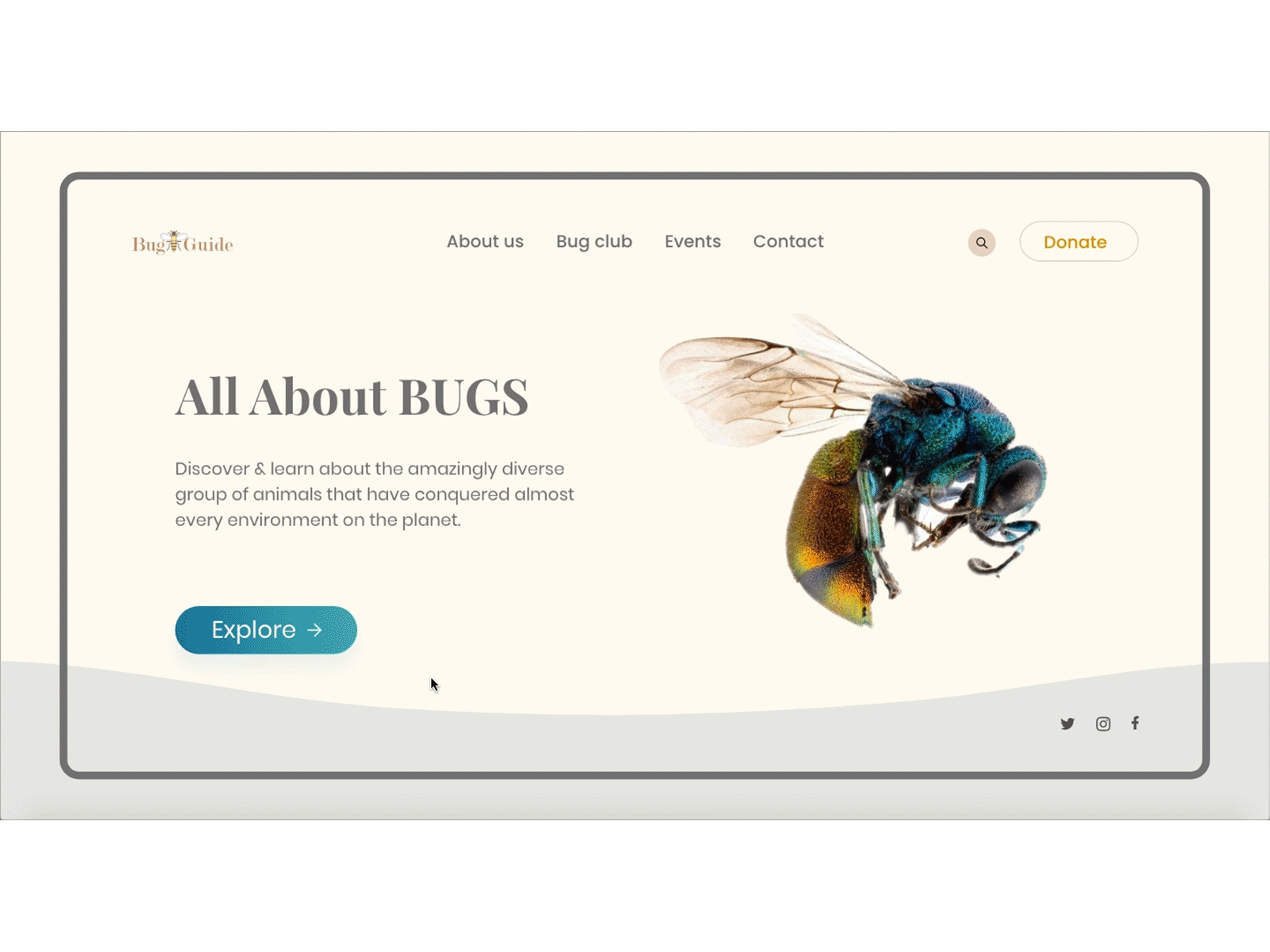 Bug Guide Web Design Concept animation bugs concept dashboard ui design interface landing page microinteraction minimal uidesign uiux web