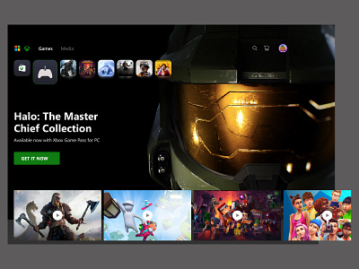 Xbox gaming UI design