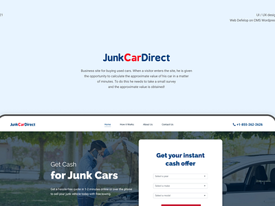 JunkCarDirect business card website design minimal ui ux web