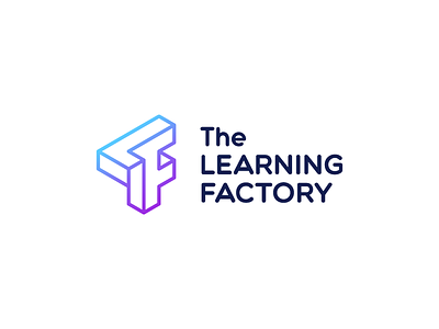 The Learning Factory branding impossible impossible object impossible shape isometric isometry lettermark logo logotype makerspace monogram monoline optical illusion