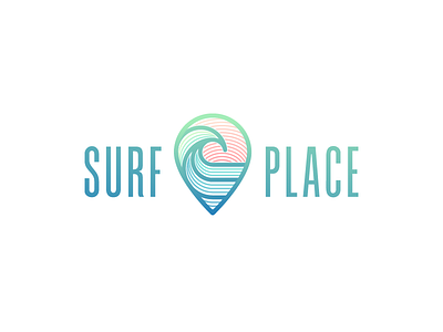 Surf Place branding design logo logotype minimalistic monoline pin place surf surfing