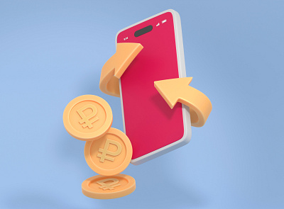 Phone with coins 3d 3d art 3dart 3ddesign blender blender 3d design render