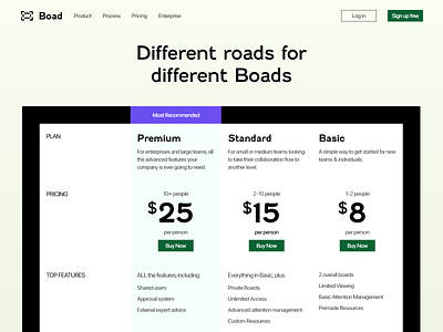 Boad Plans & Pricing 030 brand dailyui dailyuichallenge design pricing plan ui ux website