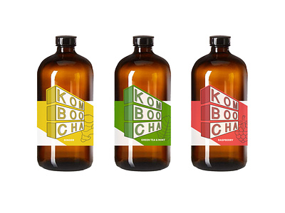 Komboocha bottles bottle branding design illustration label logo packaging vector