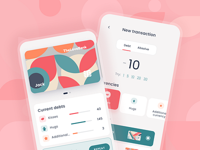 TheLoveBank - Manage your love budget app ui bank budget card clean credit design finance financial income love manage minimal mobile tabs transaction ui ux