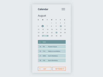 Daily UI | Challenge #38 | Calendar