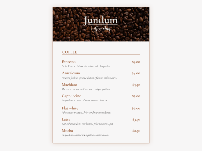 Daily UI | Challenge #43 | Drink Menu 43 daily dailyui ui