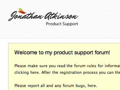 Jonathan Atkinson support forum