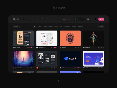 dribbble dark mode concept concept design dribbble flat logo minimal ui ux web website