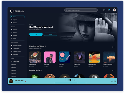 💿 Music Player Website ♬ - Dark Theme