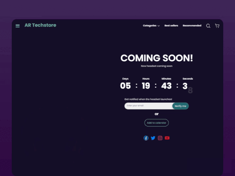 🎧New Headset Coming Soon - Concept clean coming soon concept countdown countdown page countdown timer countdowntimer daily ui 014 daily ui challenge dailyui design interface design landing page simple time timer ui web web design website