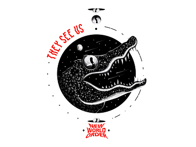 They see us! aligator design eyes illustration iluminati occultism photoshop space