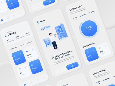 Evergy App - Summary app app design application clean ecommerce interaction design interface design iphone minimal mobile neumorphism screen smart home app ui uidesign user experience user interface ux uxdesign white ui
