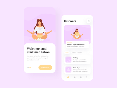 Yoga App app app design application clean ecommerce interaction design interface design ios iphone minimal mobile purple screen ui uidesign user experience user inteface ux uxdesign yoga app