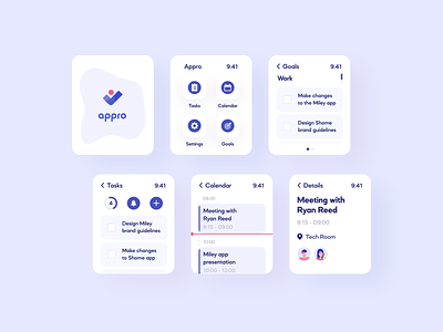 Task Management Watch App app app design application blue clean ecommerce interaction design interface design ios iphone minimal mobile screen task management app ui uidesign user experience user interface ux uxdesign