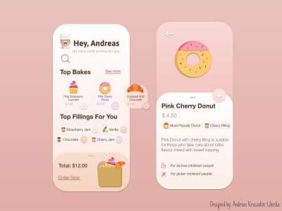 Bakery App - Part 2 app app design application bakery donut ecommerce flavour food iphone iphone x mobile order pastel pink screen topping uidesign uxdesign