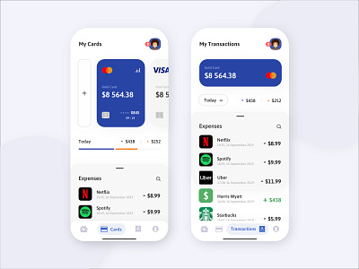 Wallet App app app design application banking credit cards expenses finance iphone iphone x minimal mobile money payment screen transaction uidesign uxdesign wallet wallet app white