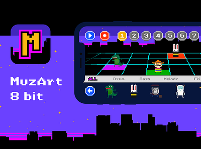 MuzArt 8 bit 8 bit 8 bit 8bit app design game game design music app ui ux