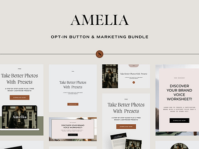 Amelia - Opt-In Button & Marketing Bundle email email marketing instagram graphics marketing bundle opt in opt in buttons social graphics templates web design