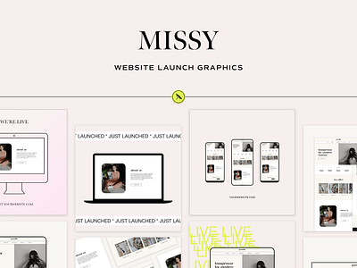 Missy Website Launch Graphics Collection 90s vibe adobe xd designers desktop mockup device mockups graphics instagram graphics instagram templates laptop mockup launched mobile mockup mockups modern social media graphics social media templates web design website launch graphics