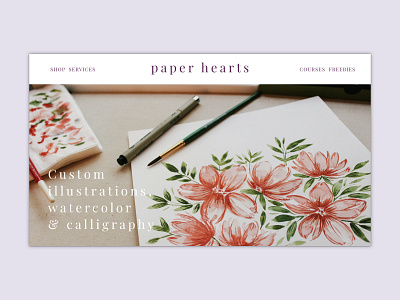 Paper Hearts Web Design Concept adobe xd branding classic design concept feminine layout typography ui ux web design web designer web developement website website design wordmark