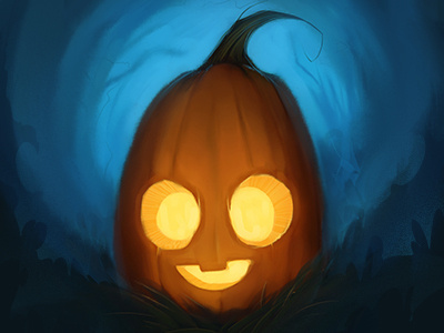 Pumpkin character digital digital painting fall halloween illustration night painting pumpkin spooky trickortreat