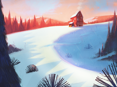 Winter Farm background digital painting environment farm illustration ipadpro landscape procreate snow winter