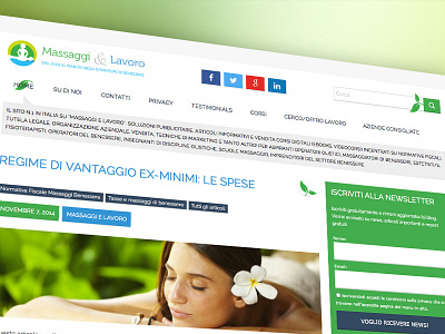 Layout Massaggi E Lavoro blog blue flat design template green layout web design