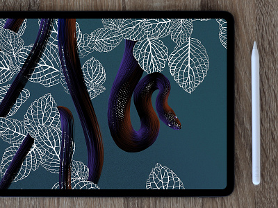 Jungle snake art digital 2d draw drawing illustration ipad jungle landscape pencil procreate snake