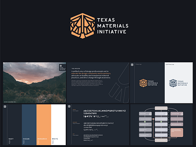 Texas Materials Initiative blue branding butterfly dark design flat icon identity logo minimal monarch orange sustainability texas typography web
