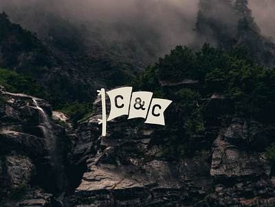 Cotter & Compound blue branding camping flag forest logo mockup national park wordmark