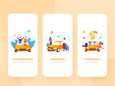 Online car-hailing - Onboarding branding car design illustration onboarding taxi ui ux