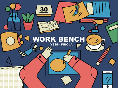 Work bench design flat illustration work