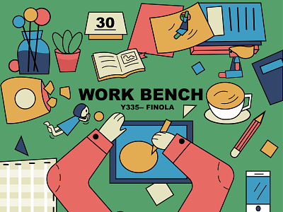 Work bench design flat illustration work