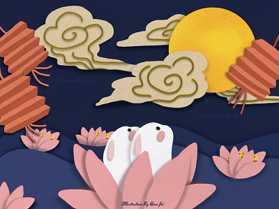 Mid-autumn Festival chinese festival design illustration rabbit