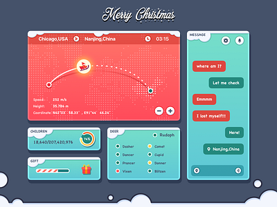 Christmas Dashboard app christmas dashboard deer design icon illustration map ui vector