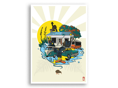 Coromandel Summer art beach coromandel design design art designs illustration illustrator kiwiana new zealand print