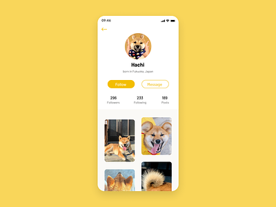 Profile Page app design ui