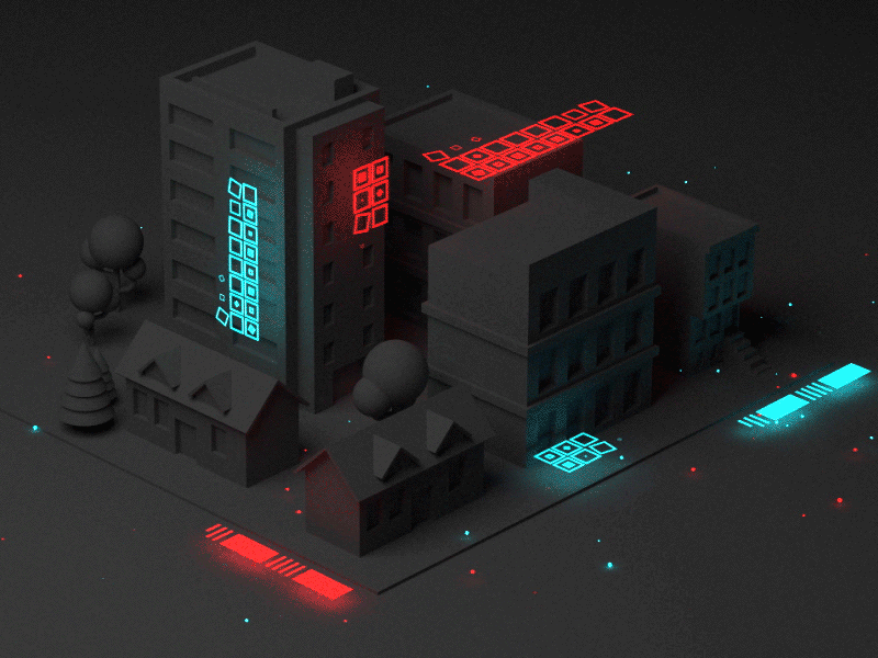 Low poly data city